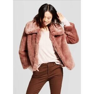 A New Day Faux Fur Jacket - Smoked Pink Mauve - XS